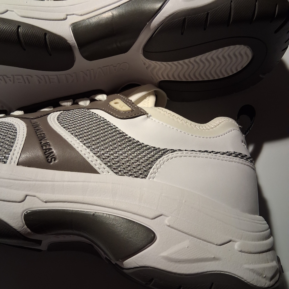 Calvin Klein Men's White and Gray Sneakers
